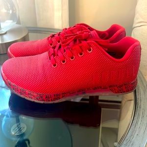 No Bull red trainers. “All you need is love” on sole. Size 8. Never worn